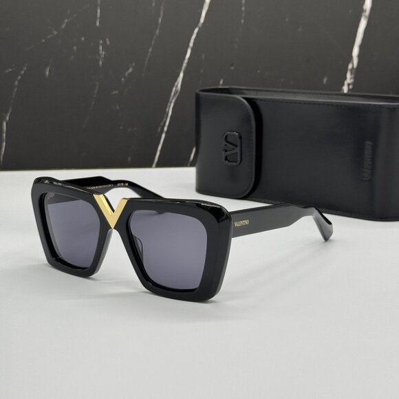 NEW VALENTINO SUNGLASSES WOMEN BLACK EYEWEAR VALENTINO V-GOLD-II VLS-161A main image 7